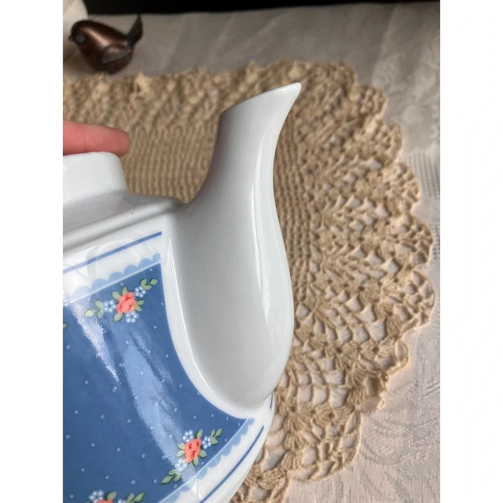 Vintage 1985 George Good by Fabrizio Canadian Goose Teapot, Japan Blue Floral